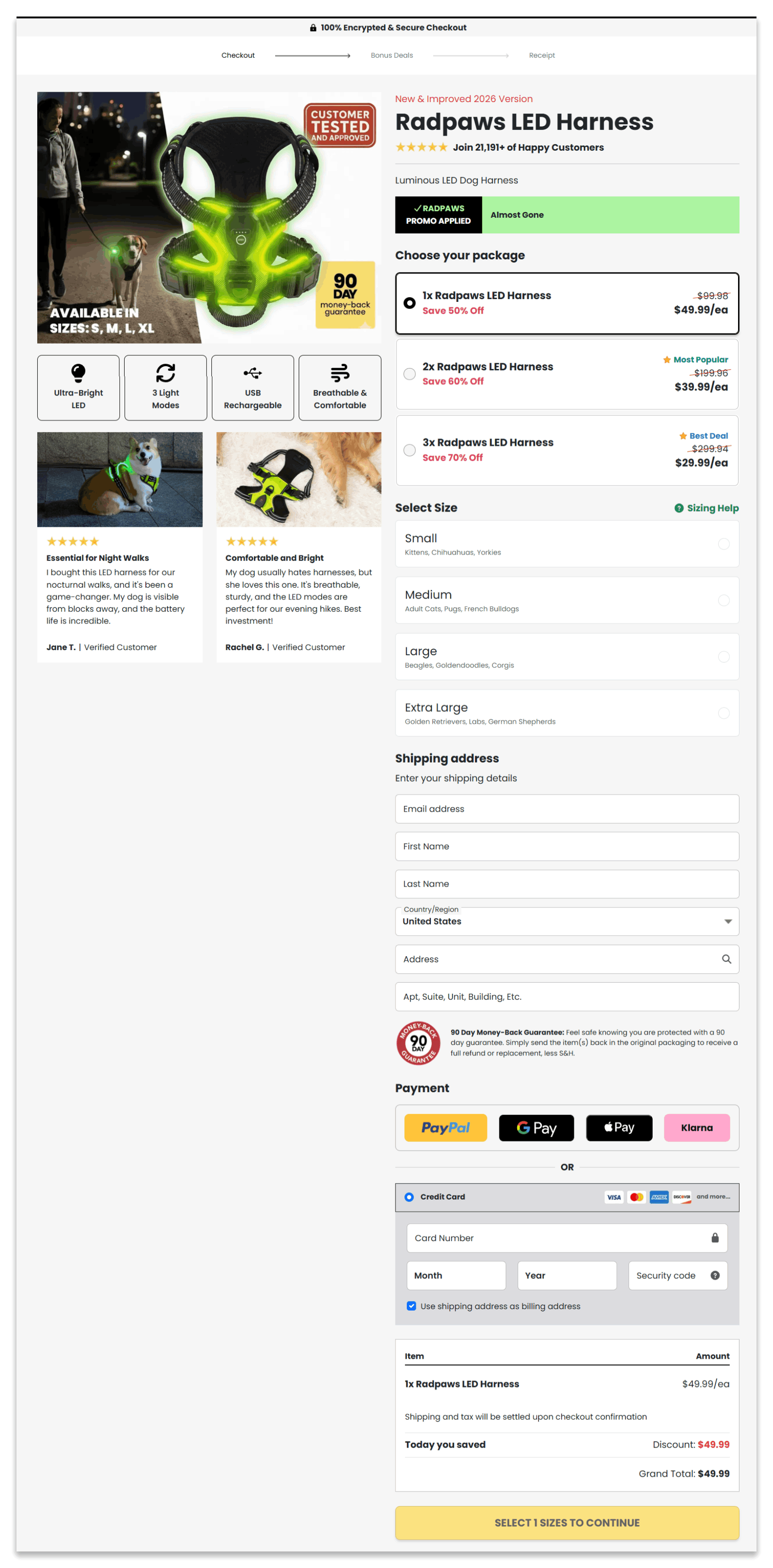 Radpaws Secure Checkout Page